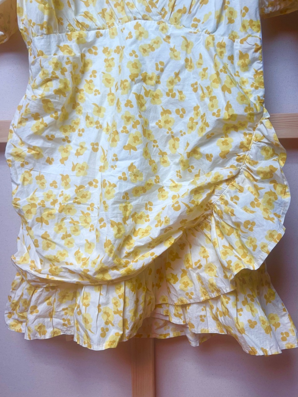 Free People Yellow Floral Mini Dress Size L - Picture 4 of 8